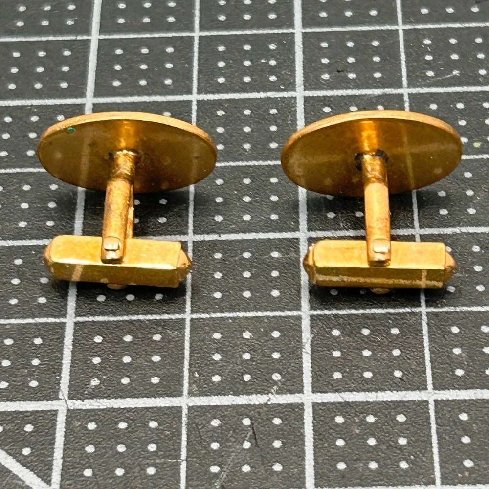 Vintage 1/20 12K‎ Gold Filled Oval Cufflinks Polished Toggle Back Mens Formal